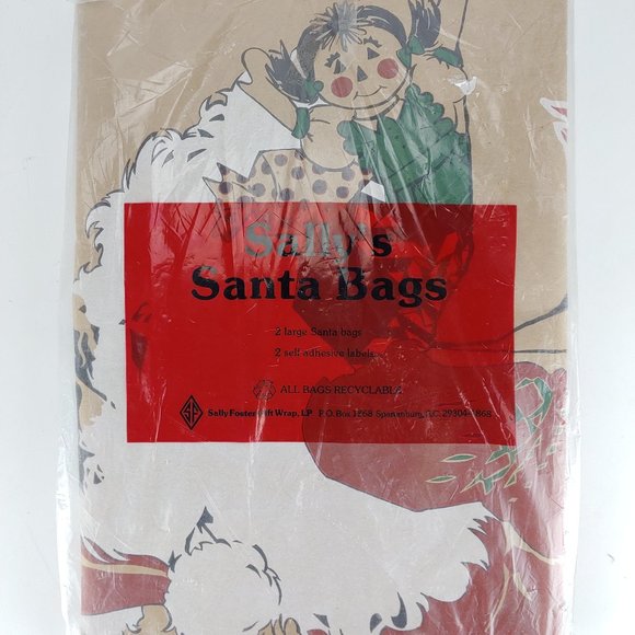 Sally foster Gift Wrap Holiday Vintage Sallys Santa Bags 2 Large
